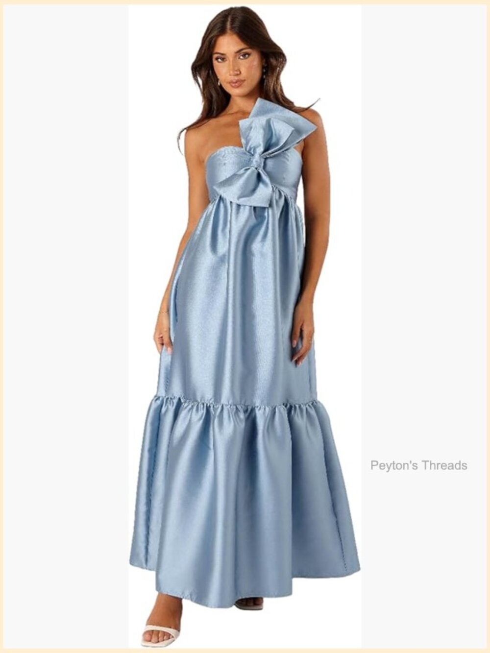 One Shoulder Maxi Dress with Bow Front and Side Pockets